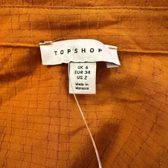 NWOT TopShop Textured Wrap Top In Tobacco - Picture 9 of 10